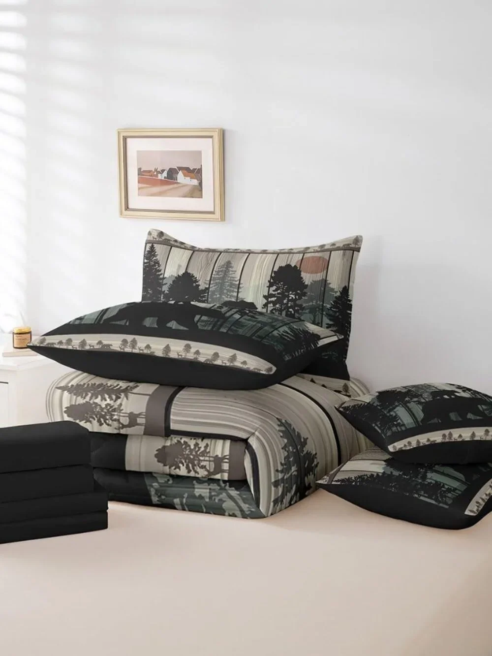 Western Farmhouse 7 Piece Bedding Set Queen Size Cabin Lodge Comforter Set with